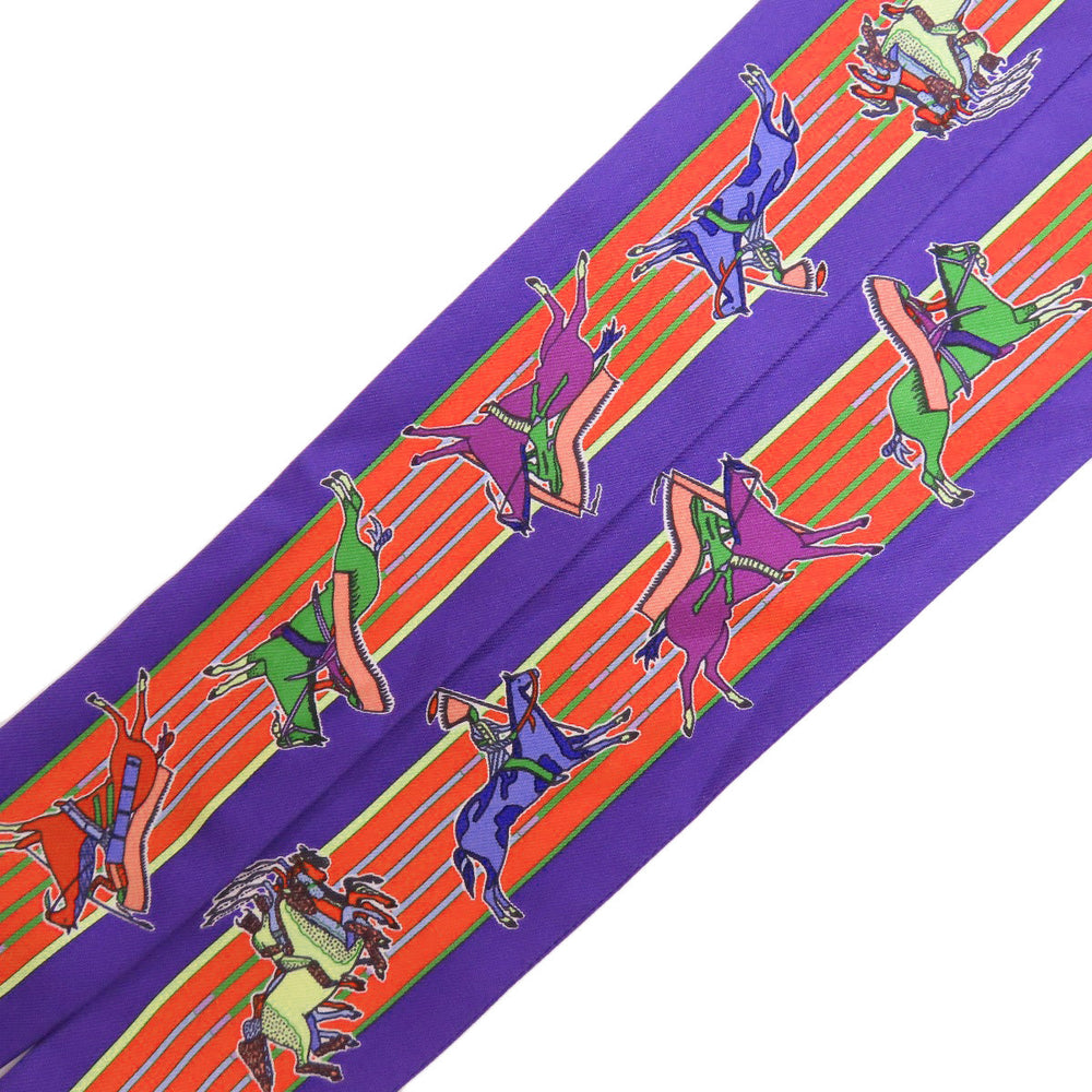 HERMES scarf silk purple Twilly Women Used Authentic