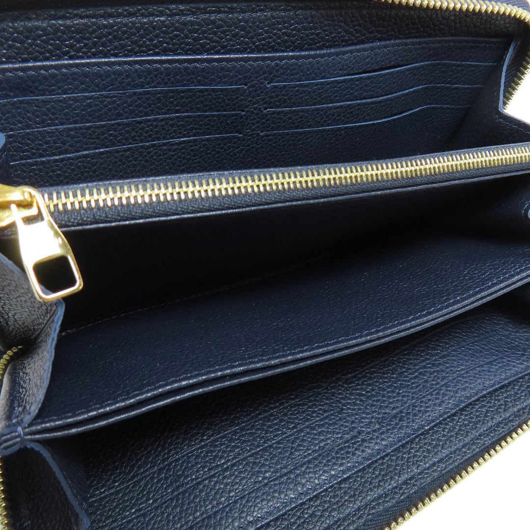 LOUIS VUITTON Long Wallet Purse M62121 Ann Platt Navy Zippy wallet Women Used Authentic