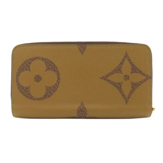 LOUIS VUITTON Long Wallet Purse M69353 Giant monogram canvas Brown Zippy wallet Women Used Authentic