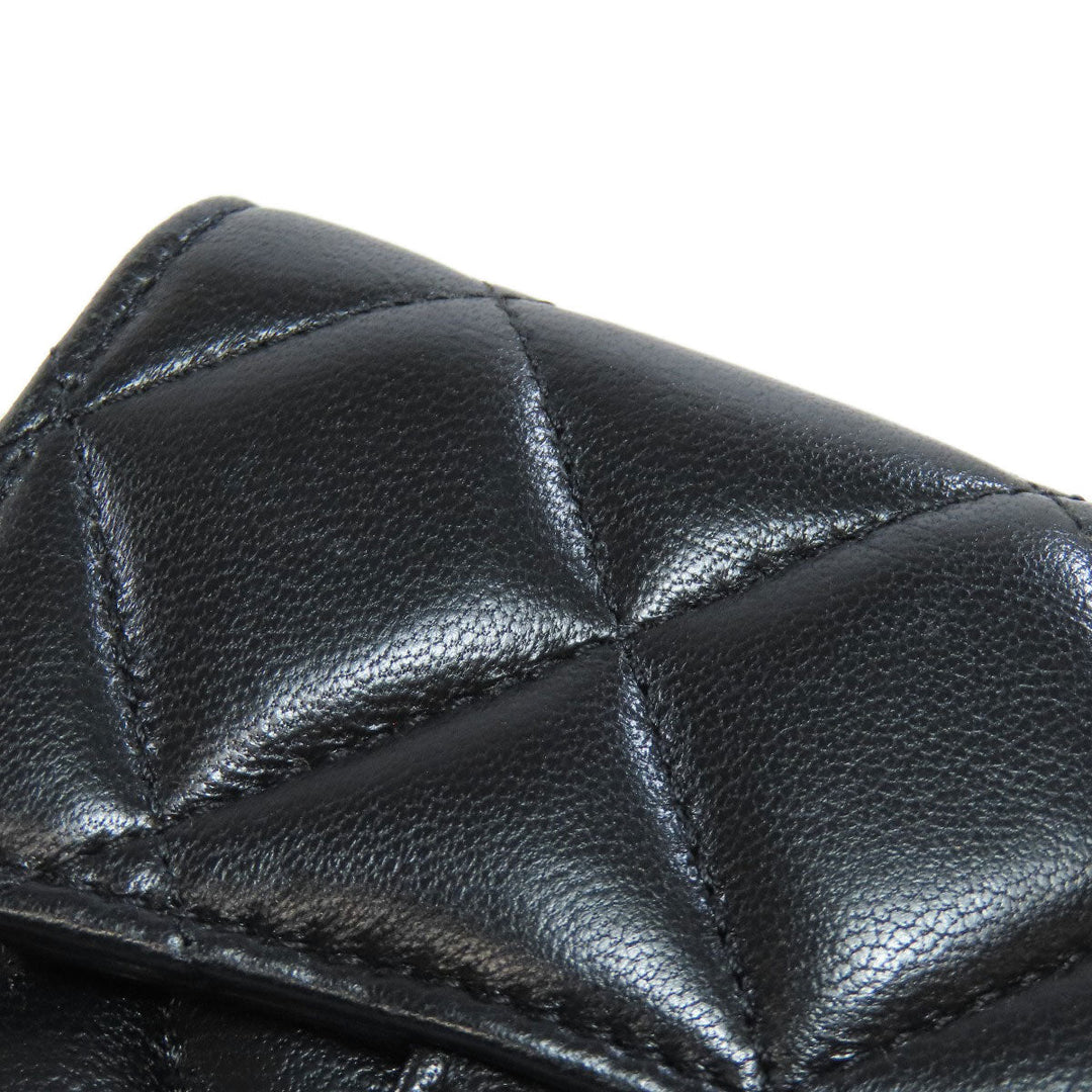 CHANEL Bifold Wallet Ram black Chain wallet matrasse Women Used Authentic