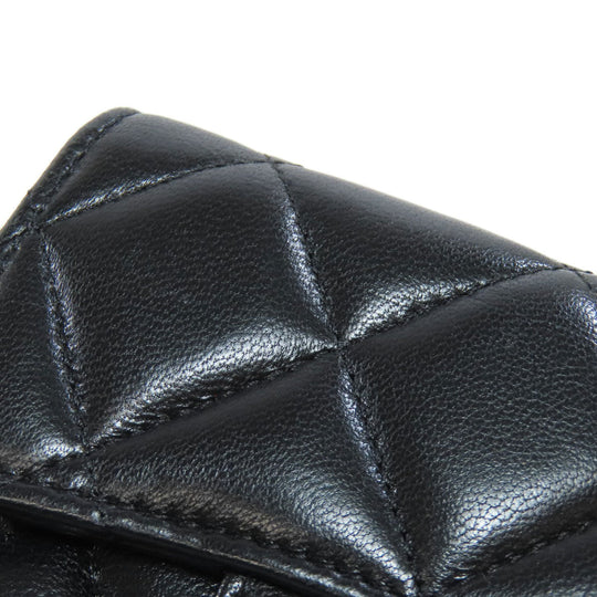 CHANEL Bifold Wallet Ram black Chain wallet matrasse Women Used Authentic