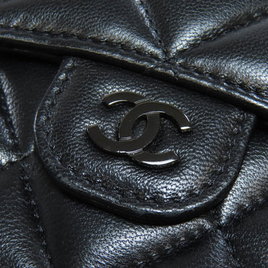 CHANEL Bifold Wallet Ram black Chain wallet matrasse Women Used Authentic