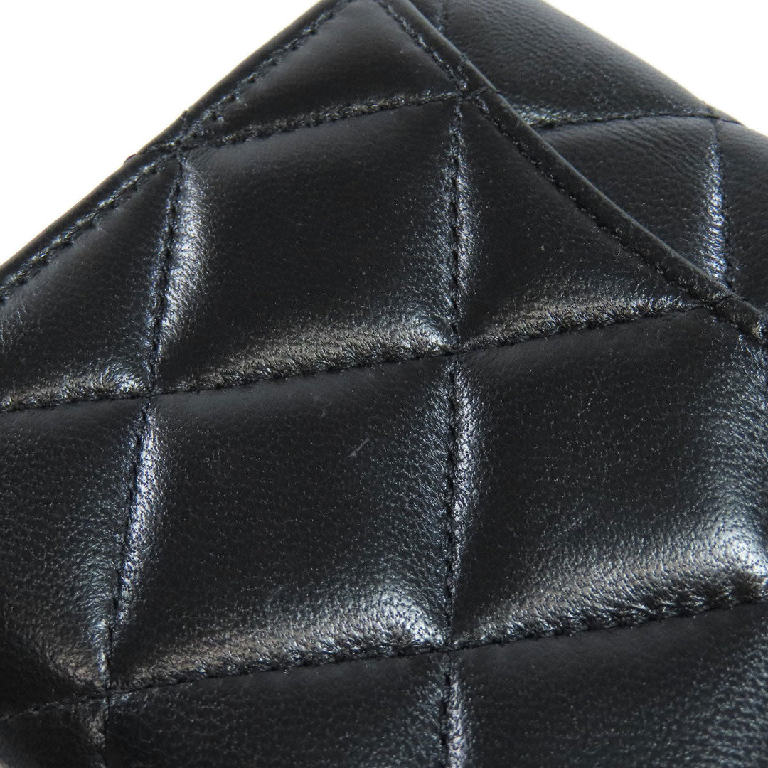 CHANEL Bifold Wallet Ram black Chain wallet matrasse Women Used Authentic