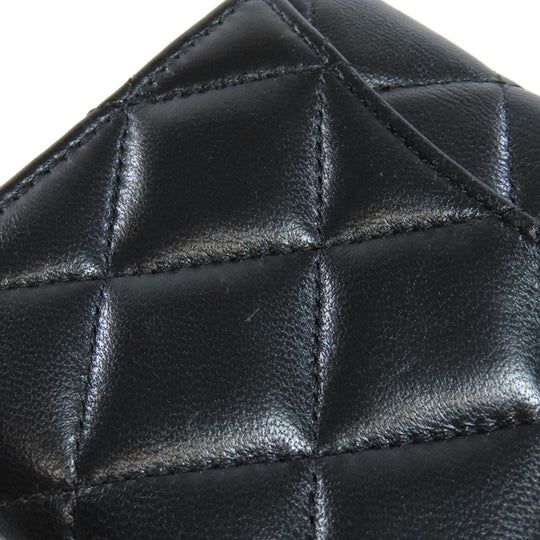 CHANEL Bifold Wallet Ram black Chain wallet matrasse Women Used Authentic