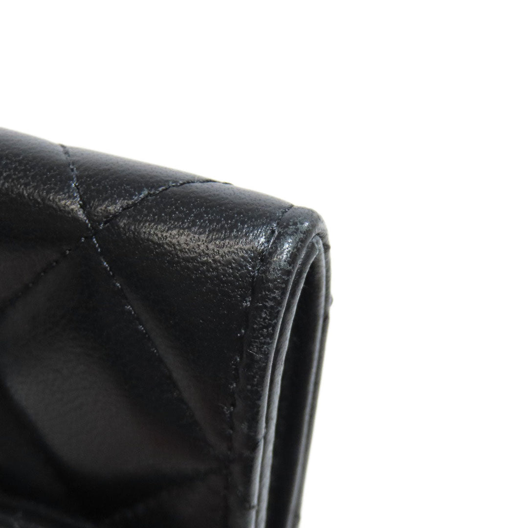 CHANEL Bifold Wallet Ram black Chain wallet matrasse Women Used Authentic