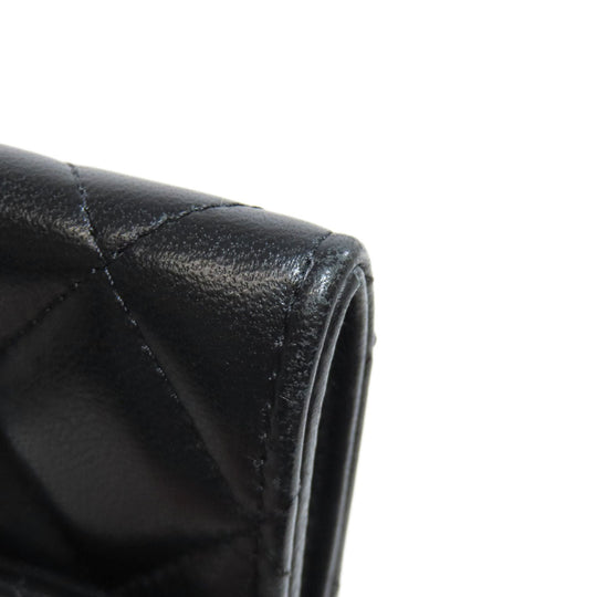 CHANEL Bifold Wallet Ram black Chain wallet matrasse Women Used Authentic
