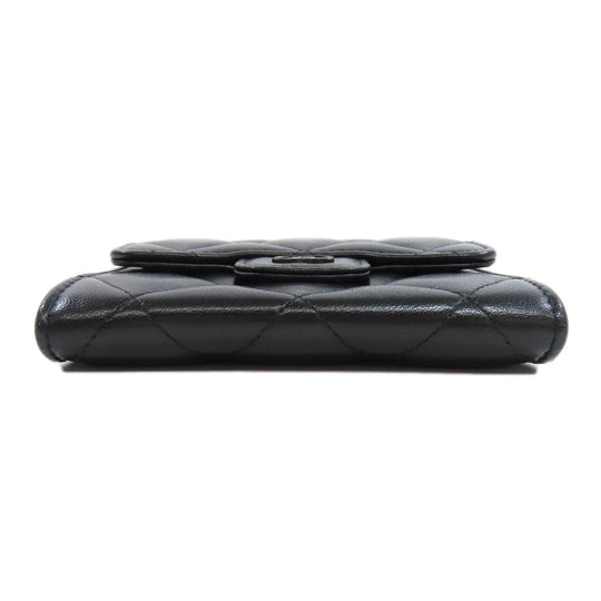 CHANEL Bifold Wallet Ram black Chain wallet matrasse Women Used Authentic