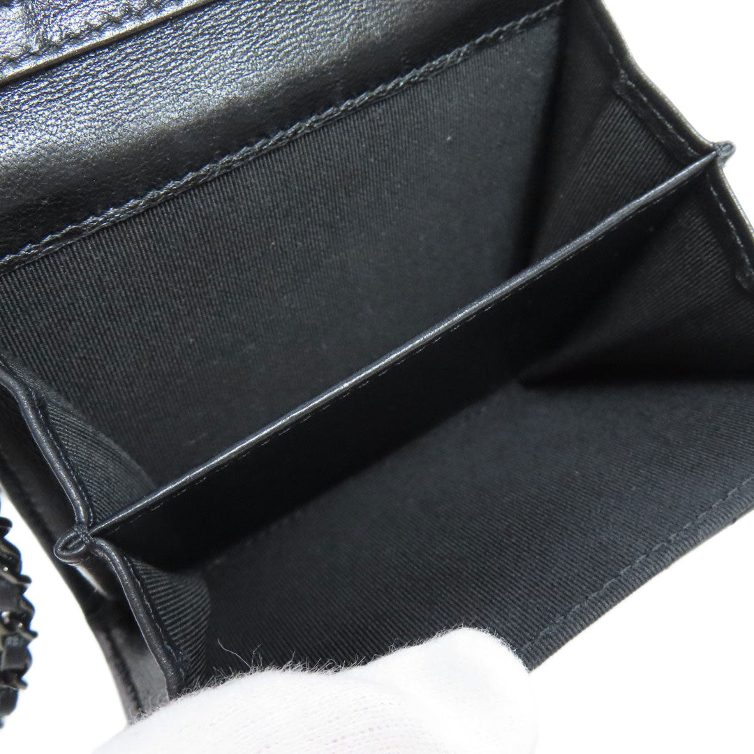 CHANEL Bifold Wallet Ram black Chain wallet matrasse Women Used Authentic