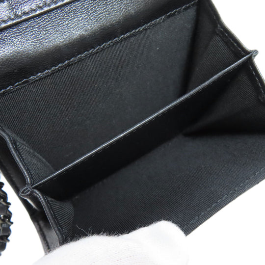 CHANEL Bifold Wallet Ram black Chain wallet matrasse Women Used Authentic