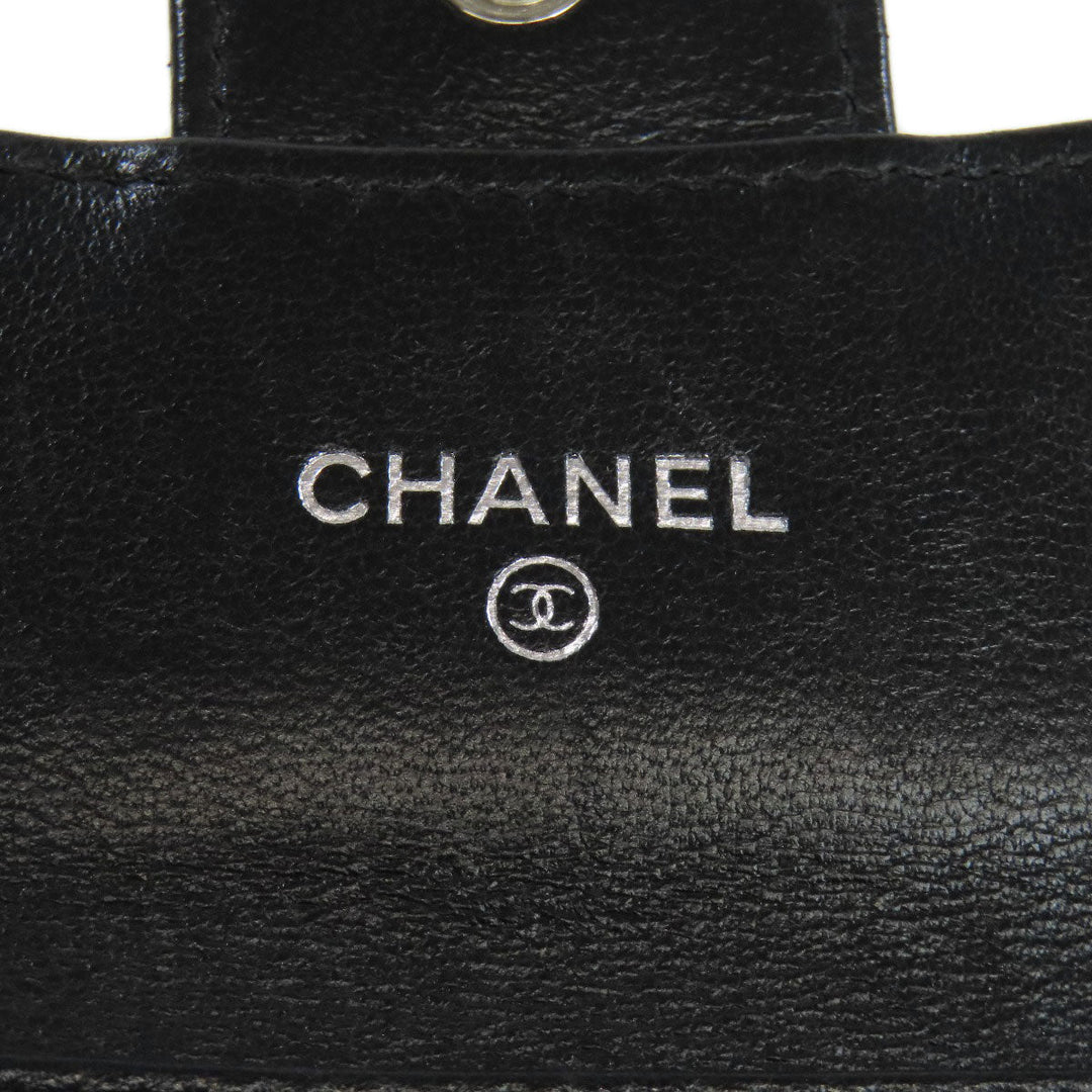 CHANEL Bifold Wallet Ram black Chain wallet matrasse Women Used Authentic