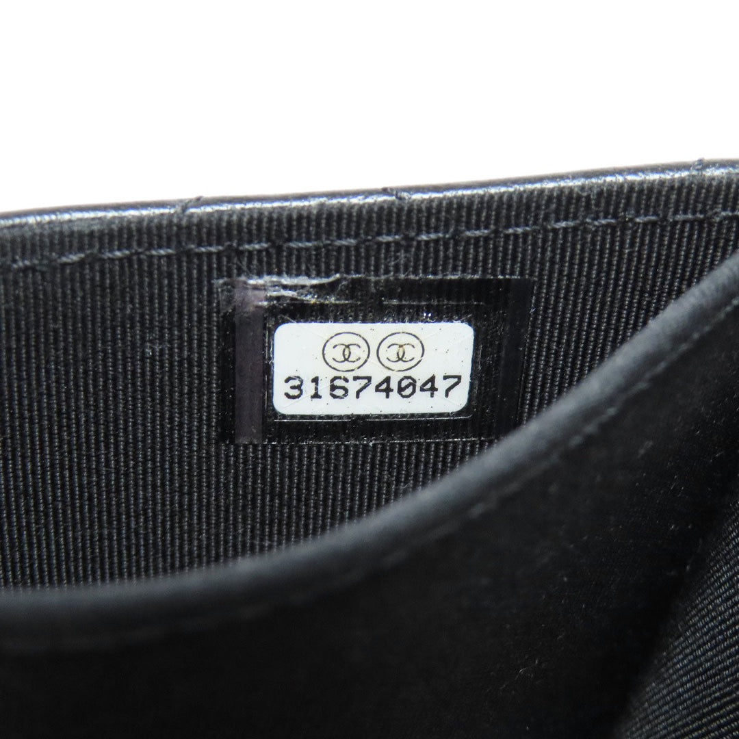 CHANEL Bifold Wallet Ram black Chain wallet matrasse Women Used Authentic