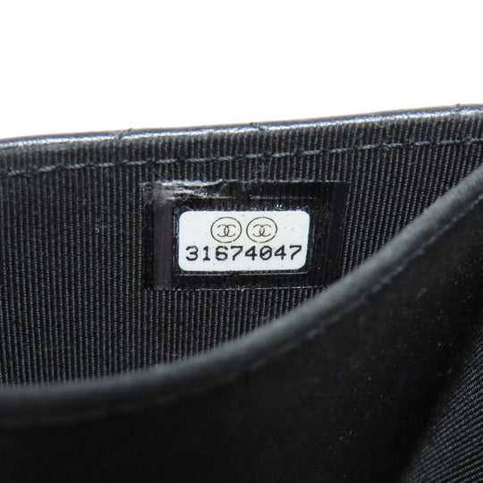 CHANEL Bifold Wallet Ram black Chain wallet matrasse Women Used Authentic
