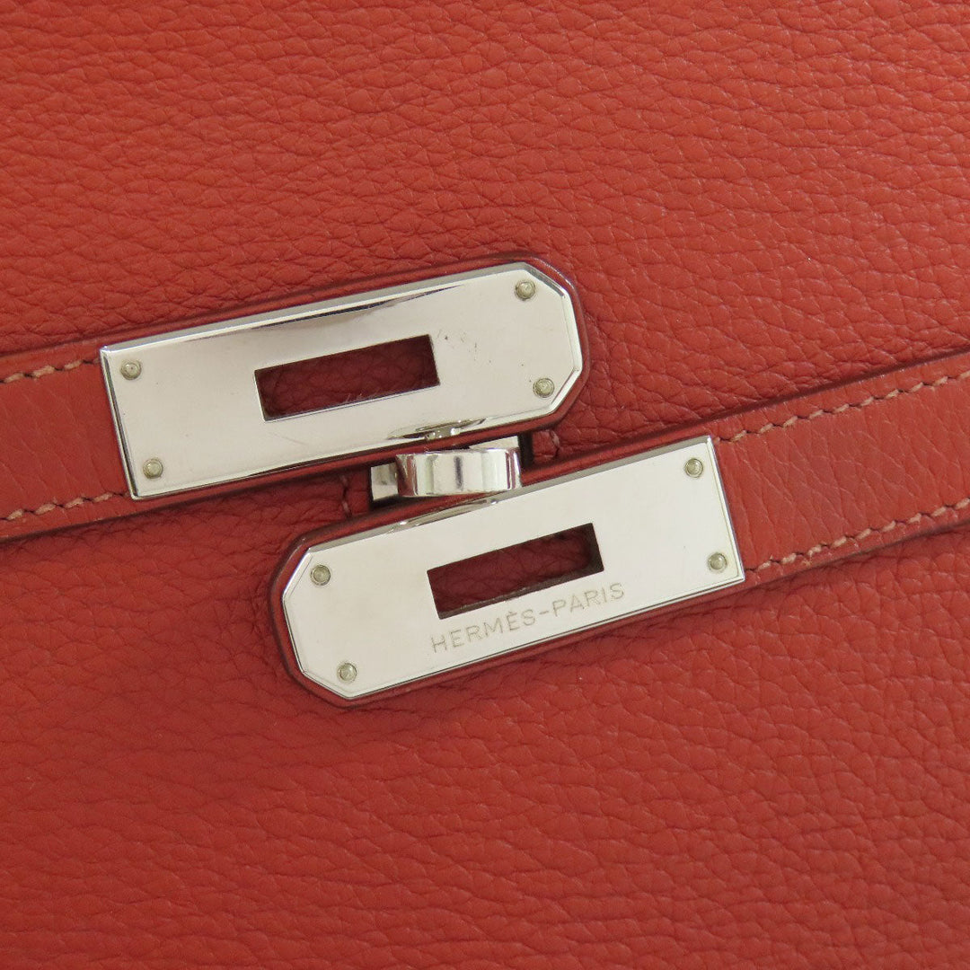 HERMES Shoulder Bag Taurillon Clemence Red Gypsiere 28 SilverMetal Women Used Authentic