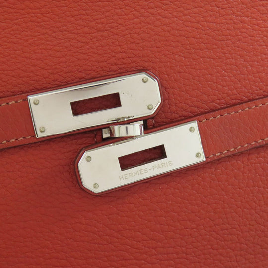 HERMES Shoulder Bag Taurillon Clemence Red Gypsiere 28 SilverMetal Women Used Authentic