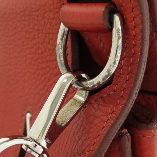 HERMES Shoulder Bag Taurillon Clemence Red Gypsiere 28 SilverMetal Women Used Authentic