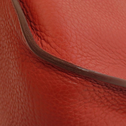 HERMES Shoulder Bag Taurillon Clemence Red Gypsiere 28 SilverMetal Women Used Authentic