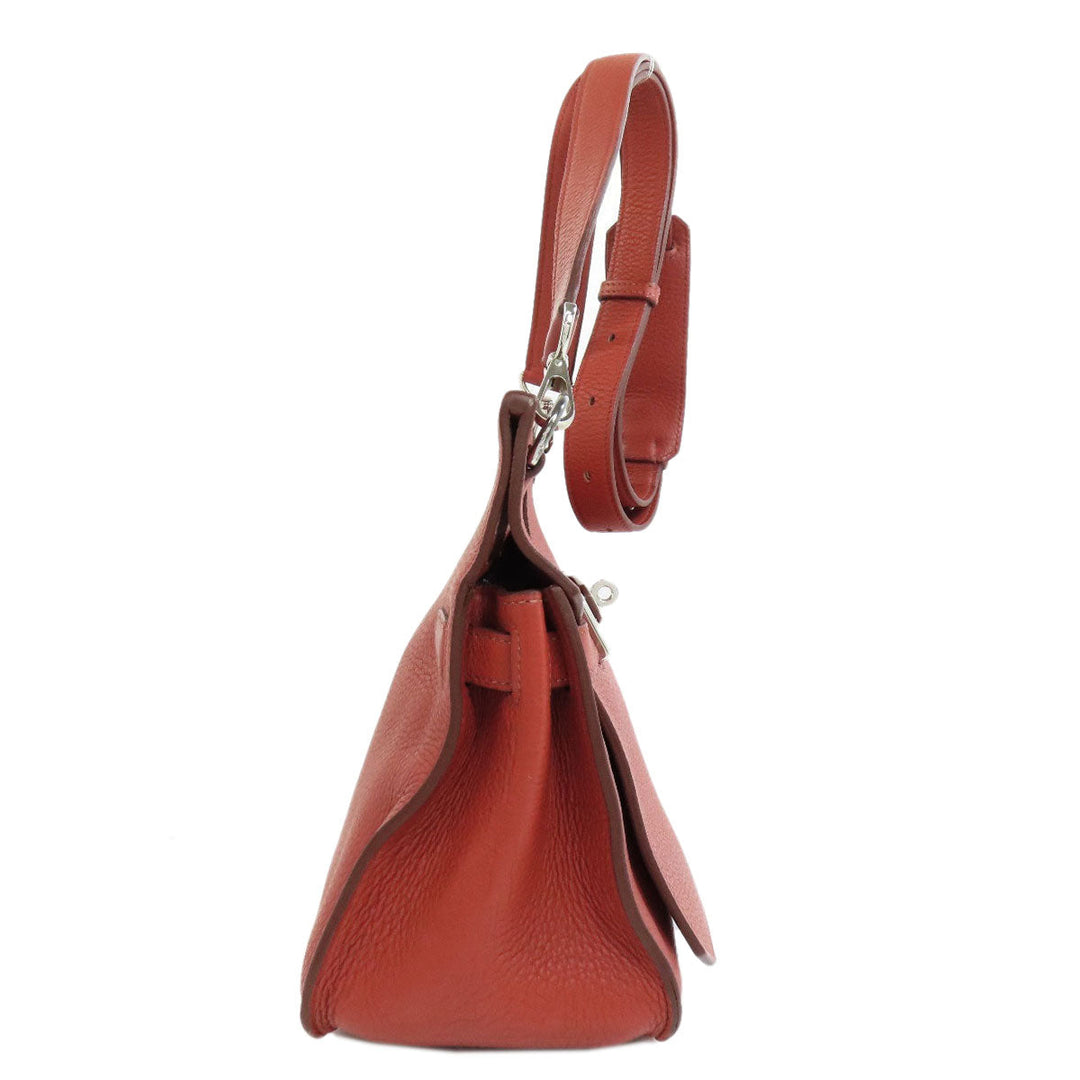 HERMES Shoulder Bag Taurillon Clemence Red Gypsiere 28 SilverMetal Women Used Authentic