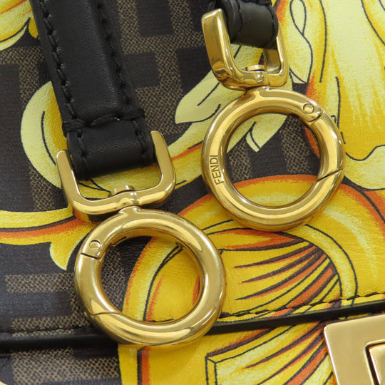 FENDI Handbag Calfskin black Fender Che Mini Peekaboo Women Used Authentic