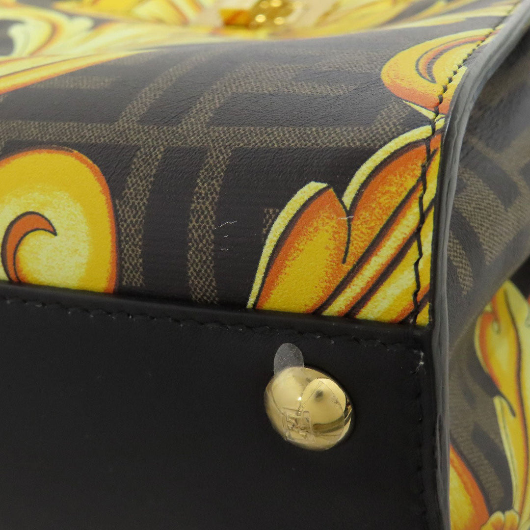 FENDI Handbag Calfskin black Fender Che Mini Peekaboo Women Used Authentic