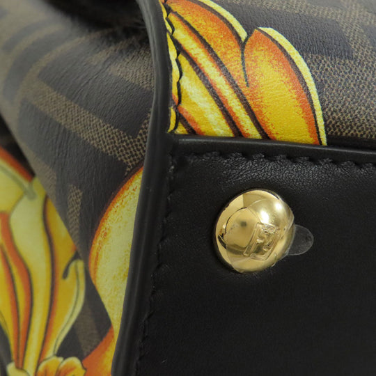 FENDI Handbag Calfskin black Fender Che Mini Peekaboo Women Used Authentic