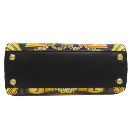 FENDI Handbag Calfskin black Fender Che Mini Peekaboo Women Used Authentic