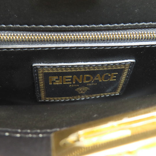 FENDI Handbag Calfskin black Fender Che Mini Peekaboo Women Used Authentic