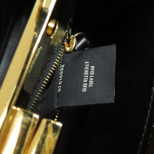 FENDI Handbag Calfskin black Fender Che Mini Peekaboo Women Used Authentic