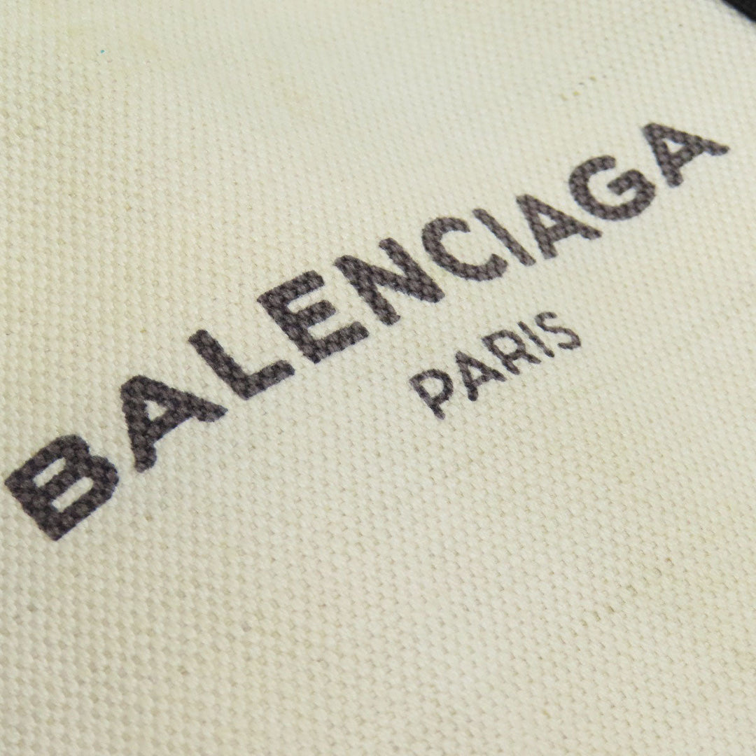BALENCIAGA Handbag canvas white Navy kabas Women Used Authentic
