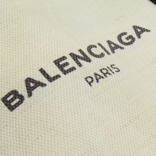 BALENCIAGA Handbag canvas white Navy kabas Women Used Authentic
