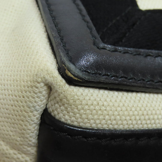 BALENCIAGA Handbag canvas white Navy kabas Women Used Authentic