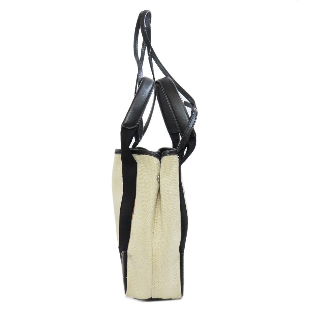 BALENCIAGA Handbag canvas white Navy kabas Women Used Authentic