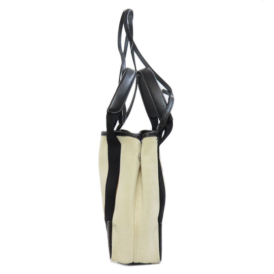 BALENCIAGA Handbag canvas white Navy kabas Women Used Authentic