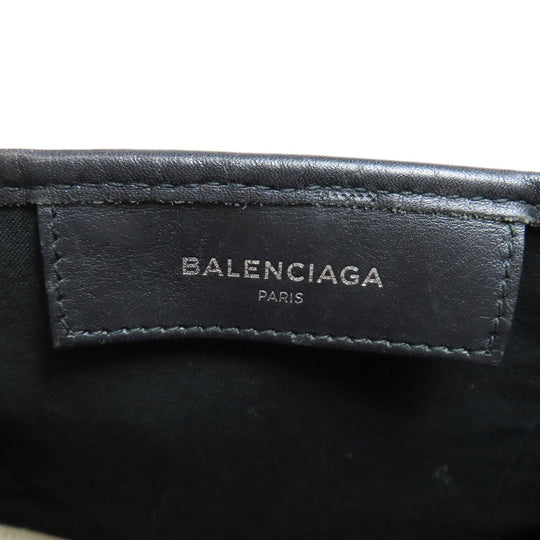 BALENCIAGA Handbag canvas white Navy kabas Women Used Authentic
