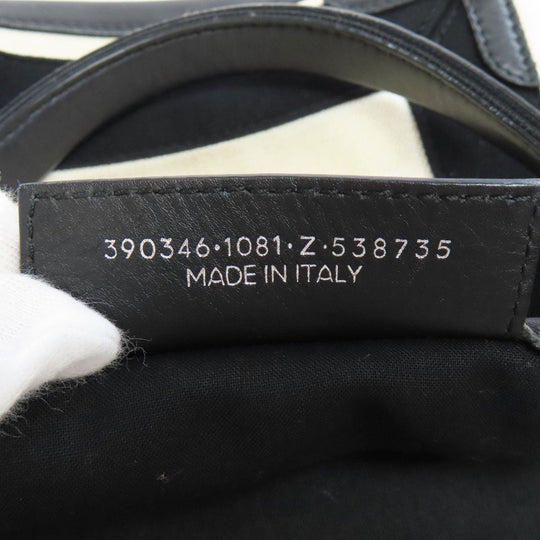 BALENCIAGA Handbag canvas white Navy kabas Women Used Authentic