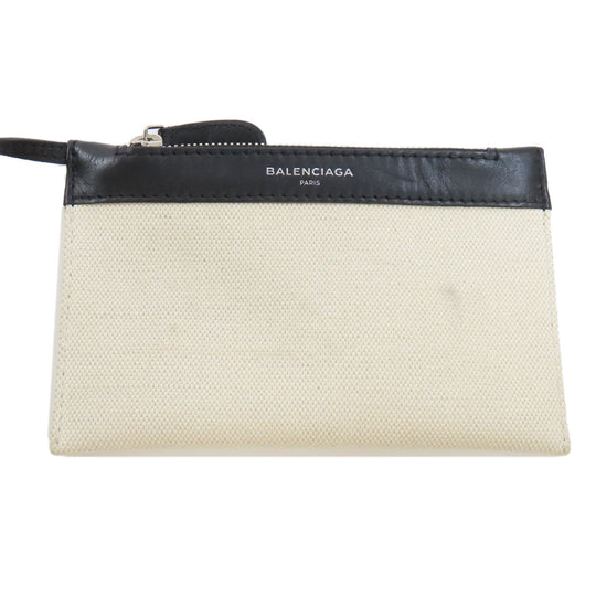 BALENCIAGA Handbag canvas white Navy kabas Women Used Authentic