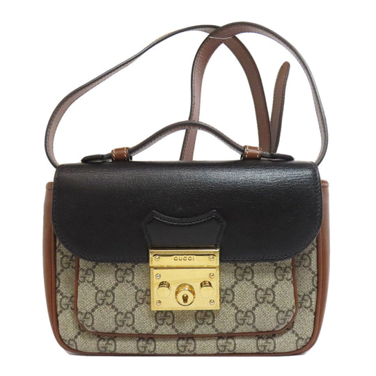 GUCCI Shoulder Bag 658487 PVC Brown GG Supreme 2WAY Women Used Authentic