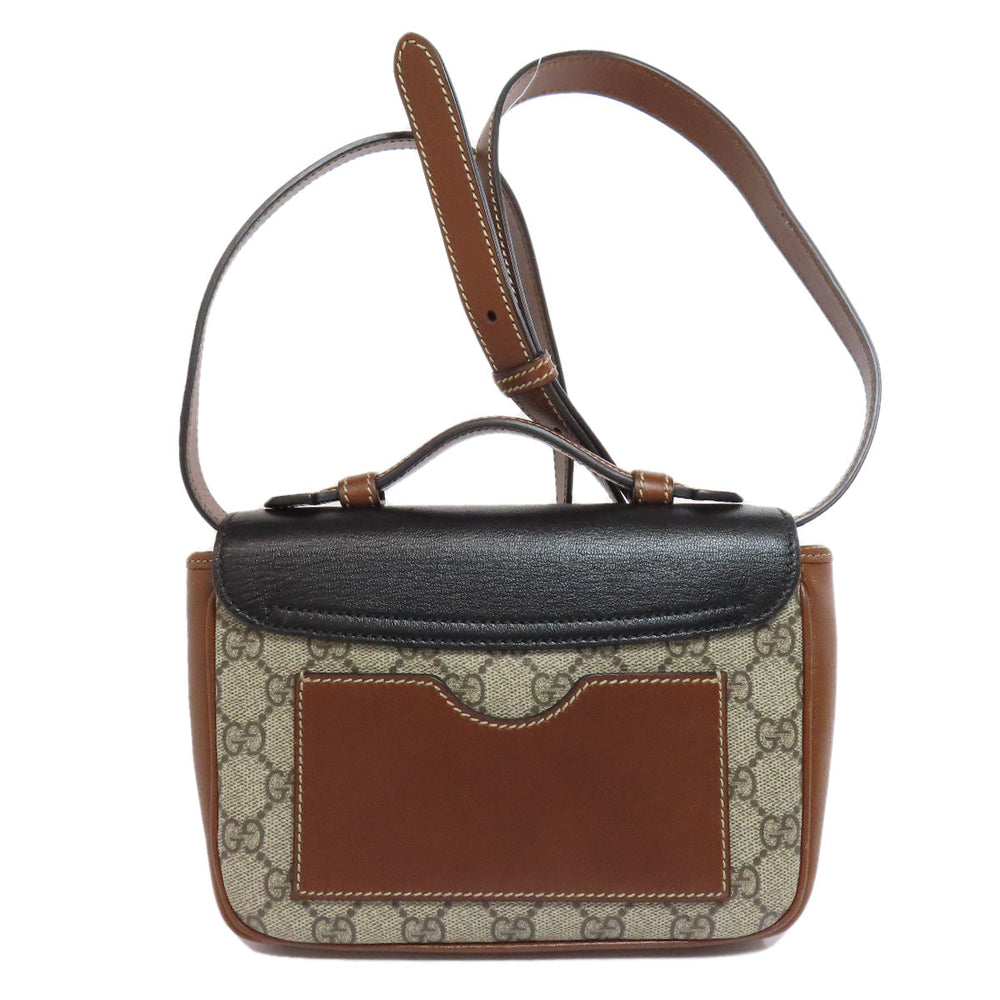 GUCCI Shoulder Bag 658487 PVC Brown GG Supreme 2WAY Women Used Authentic