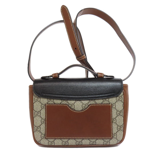 GUCCI Shoulder Bag 658487 PVC Brown GG Supreme 2WAY Women Used Authentic