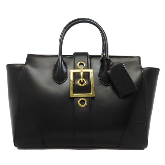 GUCCI Tote Bag 323652 leather black logo Women Used Authentic