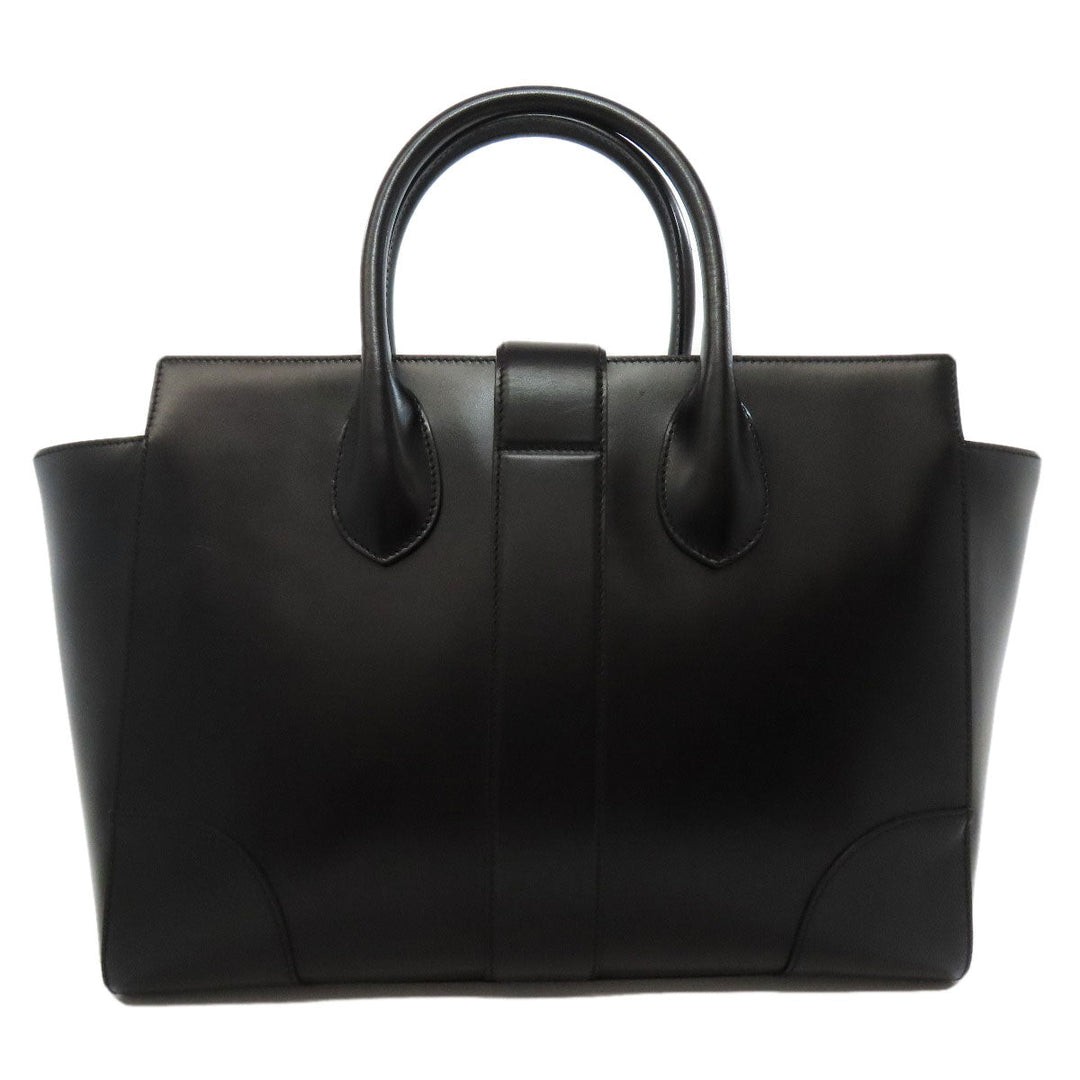 GUCCI Tote Bag 323652 leather black logo Women Used Authentic