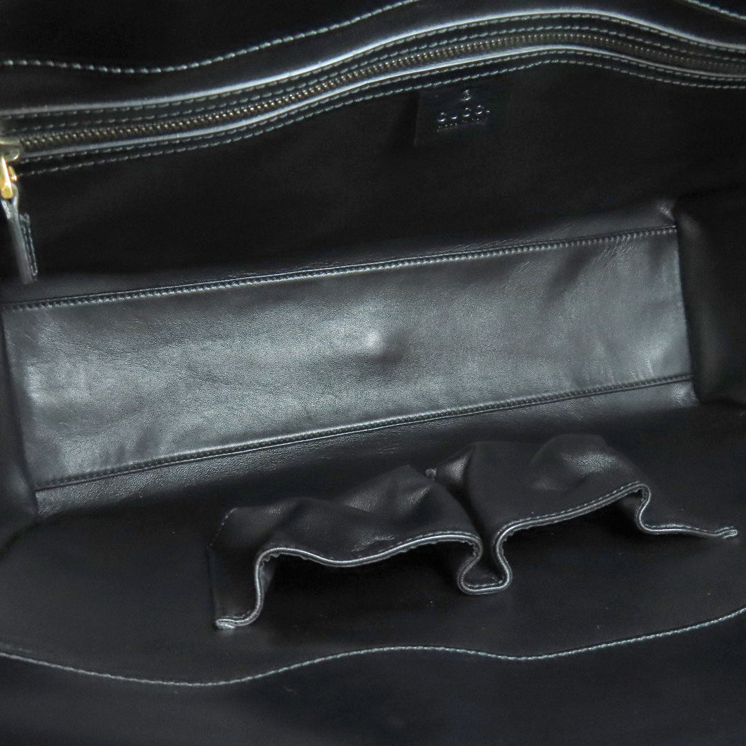 GUCCI Tote Bag 323652 leather black logo Women Used Authentic