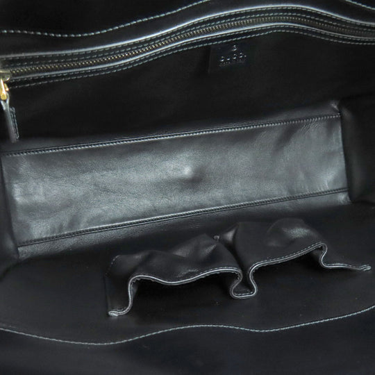 GUCCI Tote Bag 323652 leather black logo Women Used Authentic