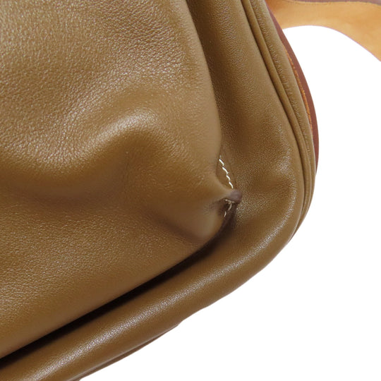 HERMES Shoulder Bag Calfskin Brown Varda 35 Silver Metal Women Used Authentic