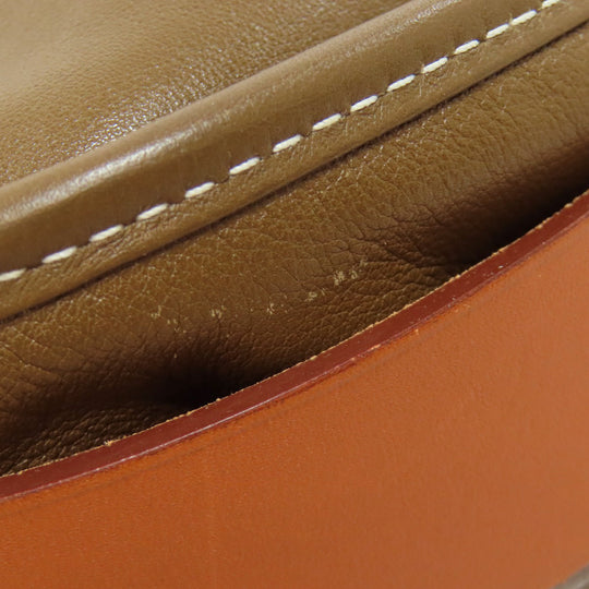 HERMES Shoulder Bag Calfskin Brown Varda 35 Silver Metal Women Used Authentic