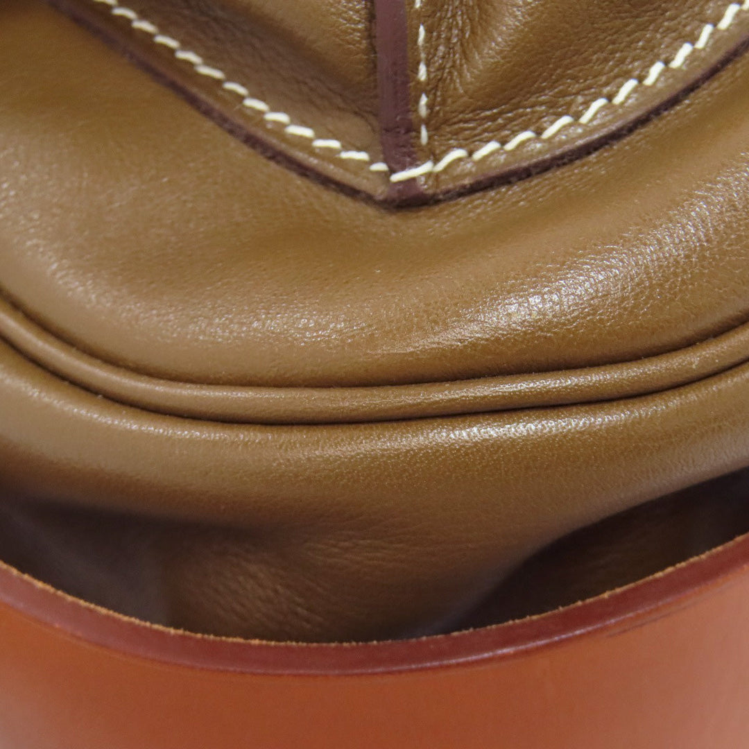 HERMES Shoulder Bag Calfskin Brown Varda 35 Silver Metal Women Used Authentic