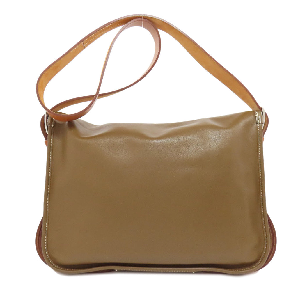 HERMES Shoulder Bag Calfskin Brown Varda 35 Silver Metal Women Used Authentic