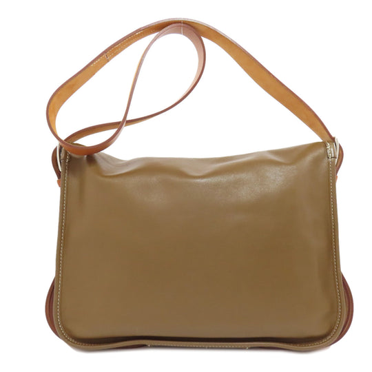 HERMES Shoulder Bag Calfskin Brown Varda 35 Silver Metal Women Used Authentic