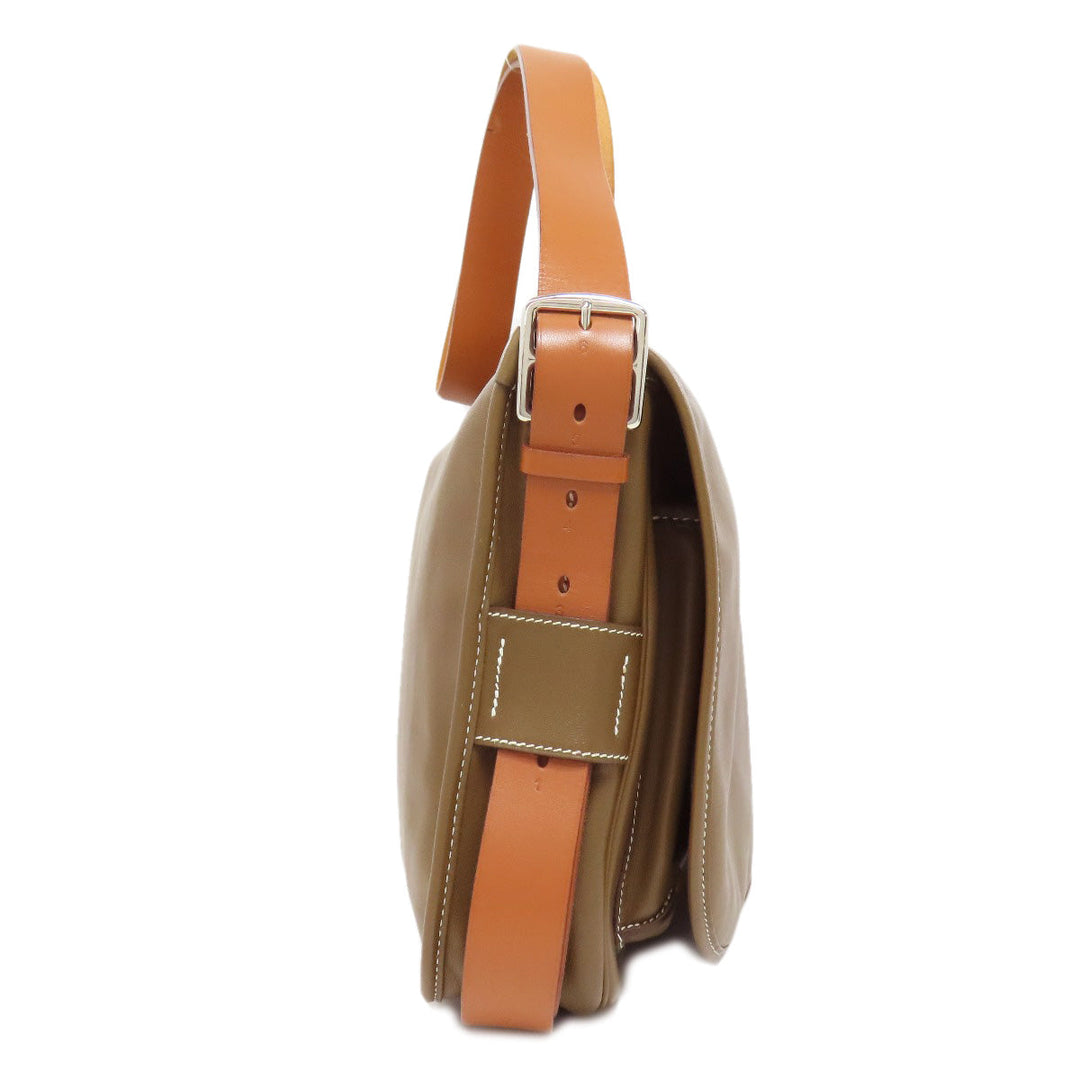 HERMES Shoulder Bag Calfskin Brown Varda 35 Silver Metal Women Used Authentic
