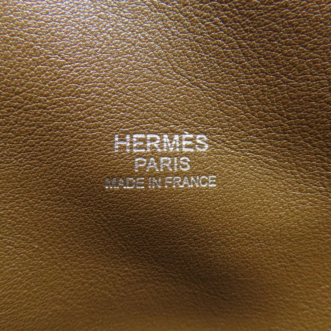 HERMES Shoulder Bag Calfskin Brown Varda 35 Silver Metal Women Used Authentic