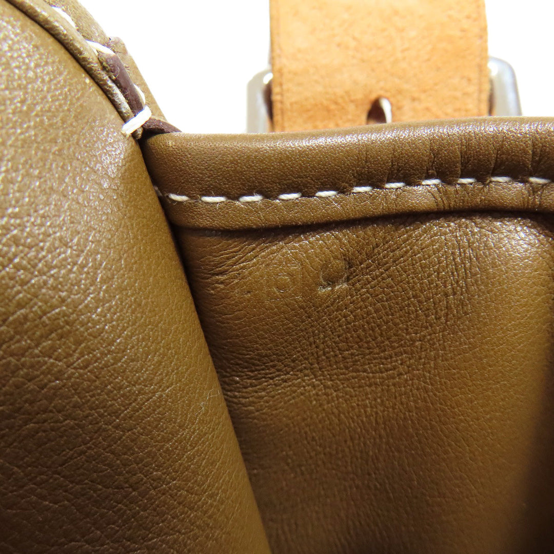 HERMES Shoulder Bag Calfskin Brown Varda 35 Silver Metal Women Used Authentic
